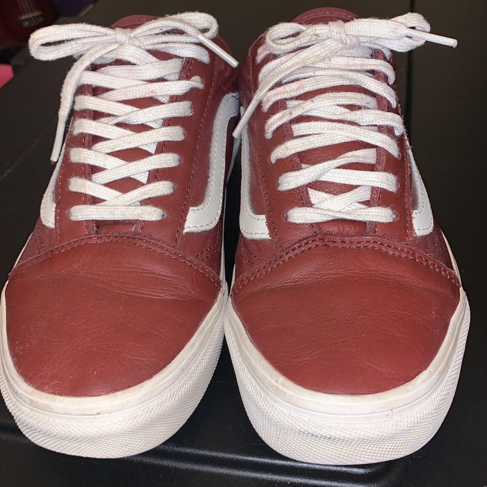 Vans Maroon Leather Sneakers
